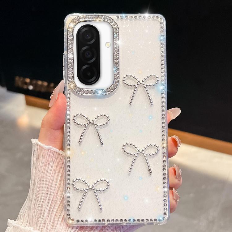Custodia per telefono antiurto a quattro angoli con fiocco glitterato a forma di diamante, For Samsung Galaxy A17 5G, For Samsung Galaxy A56 5G, For Samsung Galaxy A26 5G, For Samsung Galaxy A36 5G