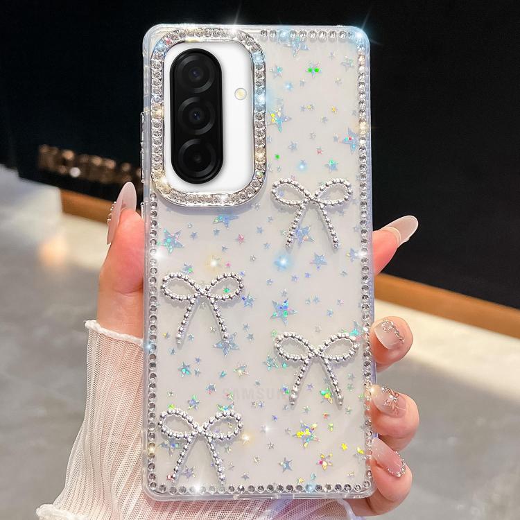 Custodia per telefono antiurto a quattro angoli con fiocco glitterato a forma di diamante, For Samsung Galaxy A17 5G, For Samsung Galaxy A56 5G, For Samsung Galaxy A26 5G, For Samsung Galaxy A36 5G