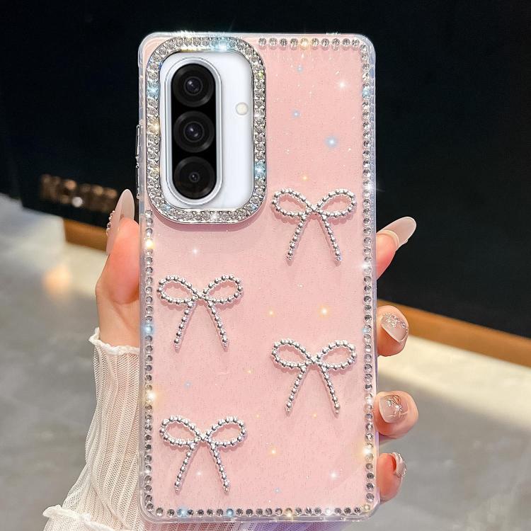 Custodia per telefono antiurto a quattro angoli con fiocco glitterato a forma di diamante, For Samsung Galaxy A17 5G, For Samsung Galaxy A56 5G, For Samsung Galaxy A26 5G, For Samsung Galaxy A36 5G