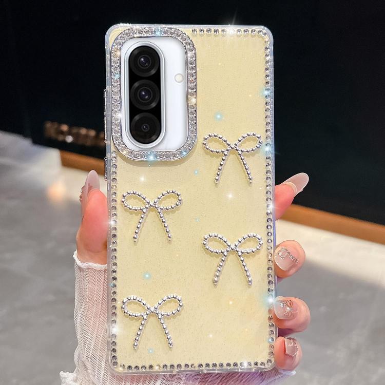 Custodia per telefono antiurto a quattro angoli con fiocco glitterato a forma di diamante, For Samsung Galaxy A17 5G, For Samsung Galaxy A56 5G, For Samsung Galaxy A26 5G, For Samsung Galaxy A36 5G