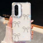 Custodia per telefono antiurto a quattro angoli con fiocco glitterato a forma di diamante, For Samsung Galaxy A17 5G, For Samsung Galaxy A56 5G, For Samsung Galaxy A26 5G, For Samsung Galaxy A36 5G