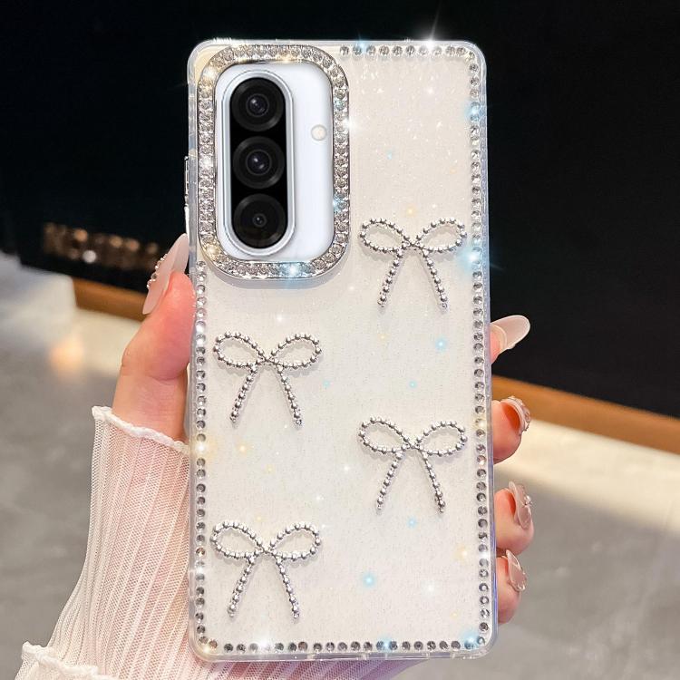 Custodia per telefono antiurto a quattro angoli con fiocco glitterato a forma di diamante, For Samsung Galaxy A17 5G, For Samsung Galaxy A56 5G, For Samsung Galaxy A26 5G, For Samsung Galaxy A36 5G
