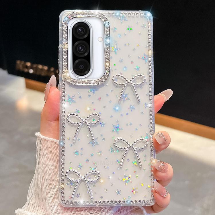 Custodia per telefono antiurto a quattro angoli con fiocco glitterato a forma di diamante, For Samsung Galaxy A17 5G, For Samsung Galaxy A56 5G, For Samsung Galaxy A26 5G, For Samsung Galaxy A36 5G