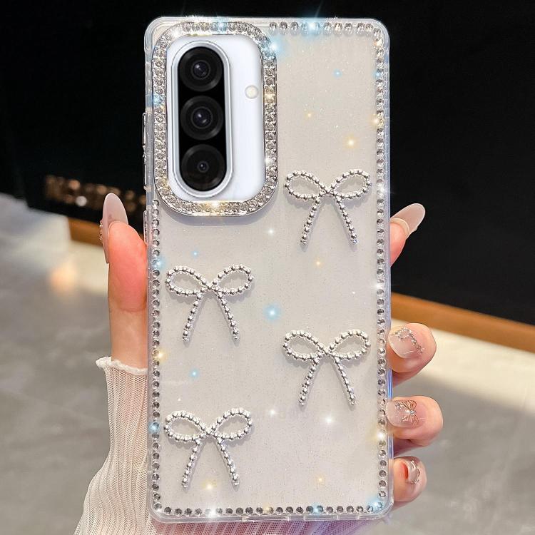 Custodia per telefono antiurto a quattro angoli con fiocco glitterato a forma di diamante, For Samsung Galaxy A17 5G, For Samsung Galaxy A56 5G, For Samsung Galaxy A26 5G, For Samsung Galaxy A36 5G