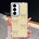 Custodia per telefono antiurto a quattro angoli con fiocco glitterato a forma di diamante, For Samsung Galaxy S25 5G, For Samsung Galaxy S25+ 5G, For Samsung Galaxy S25 Ultra 5G, For Samsung Galaxy A16 5G