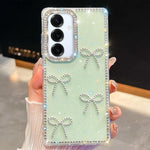 Custodia per telefono antiurto a quattro angoli con fiocco glitterato a forma di diamante, For Samsung Galaxy S25 5G, For Samsung Galaxy S25+ 5G, For Samsung Galaxy S25 Ultra 5G, For Samsung Galaxy A16 5G