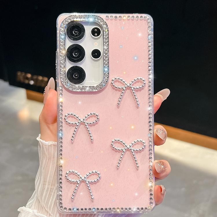 Custodia per telefono antiurto a quattro angoli con fiocco glitterato a forma di diamante, For Samsung Galaxy S25 5G, For Samsung Galaxy S25+ 5G, For Samsung Galaxy S25 Ultra 5G, For Samsung Galaxy A16 5G