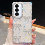 Custodia per telefono antiurto a quattro angoli con fiocco glitterato a forma di diamante, For Samsung Galaxy S25 5G, For Samsung Galaxy S25+ 5G, For Samsung Galaxy S25 Ultra 5G, For Samsung Galaxy A16 5G