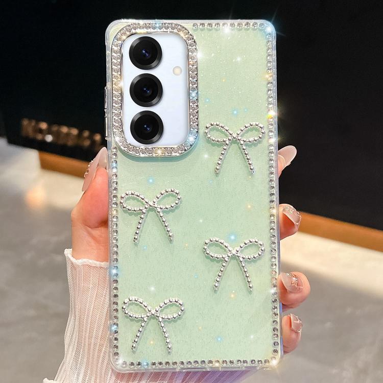 Custodia per telefono antiurto a quattro angoli con fiocco glitterato a forma di diamante, For Samsung Galaxy S24 FE 5G, For Samsung Galaxy A15 5G, For Samsung Galaxy A55 5G, For Samsung Galaxy A35 5G