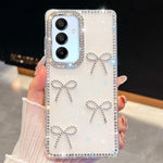 Custodia per telefono antiurto a quattro angoli con fiocco glitterato a forma di diamante, For Samsung Galaxy S24 FE 5G, For Samsung Galaxy A15 5G, For Samsung Galaxy A55 5G, For Samsung Galaxy A35 5G