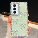 Custodia per telefono antiurto a quattro angoli con fiocco glitterato a forma di diamante, For Samsung Galaxy S24 FE 5G, For Samsung Galaxy A15 5G, For Samsung Galaxy A55 5G, For Samsung Galaxy A35 5G