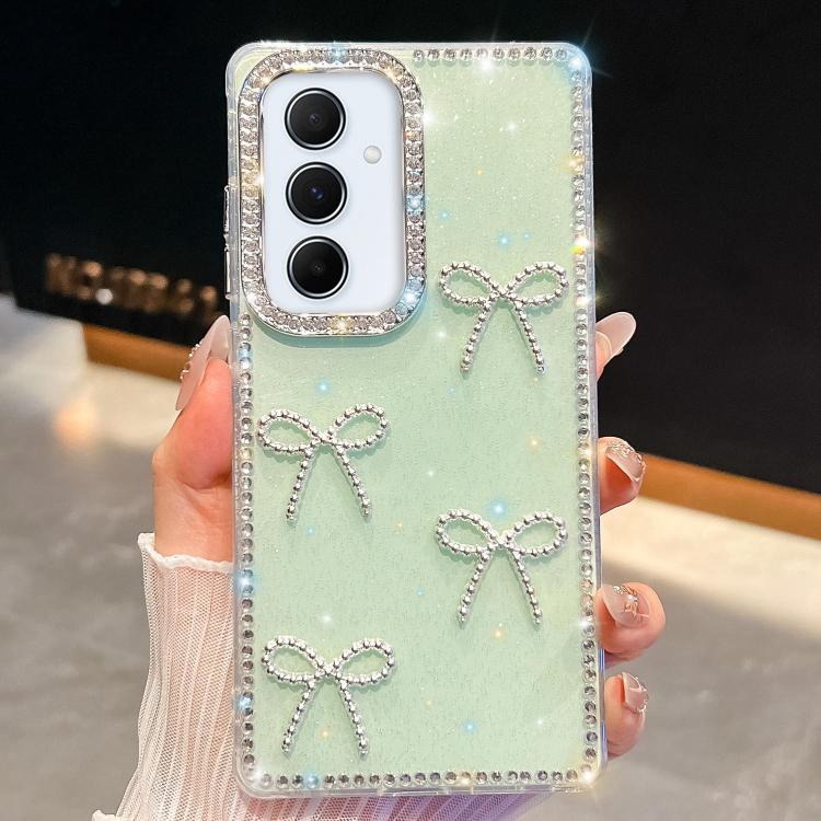 Custodia per telefono antiurto a quattro angoli con fiocco glitterato a forma di diamante, For Samsung Galaxy S24 FE 5G, For Samsung Galaxy A15 5G, For Samsung Galaxy A55 5G, For Samsung Galaxy A35 5G