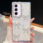 Custodia per telefono antiurto a quattro angoli con fiocco glitterato a forma di diamante, For Samsung Galaxy S24 FE 5G, For Samsung Galaxy A15 5G, For Samsung Galaxy A55 5G, For Samsung Galaxy A35 5G