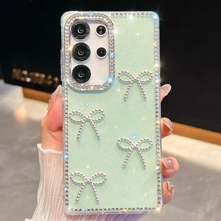 Custodia per telefono antiurto a quattro angoli con fiocco glitterato a forma di diamante, For Samsung Galaxy S24 Ultra 5G, For Samsung Galaxy S24+ 5G, For Samsung Galaxy S24 5G, For Samsung Galaxy S23 Ultra 5G