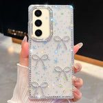 Custodia per telefono antiurto a quattro angoli con fiocco glitterato a forma di diamante, For Samsung Galaxy S24 Ultra 5G, For Samsung Galaxy S24+ 5G, For Samsung Galaxy S24 5G, For Samsung Galaxy S23 Ultra 5G