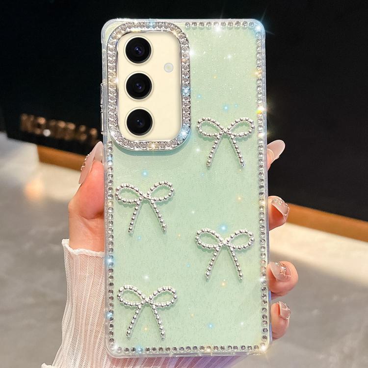 Custodia per telefono antiurto a quattro angoli con fiocco glitterato a forma di diamante, For Samsung Galaxy S24 Ultra 5G, For Samsung Galaxy S24+ 5G, For Samsung Galaxy S24 5G, For Samsung Galaxy S23 Ultra 5G