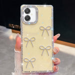 Custodia per telefono antiurto a quattro angoli con fiocco glitterato a forma di diamante, For Samsung Galaxy S26+ 5G, For Samsung Galaxy S26 Ultra 5G, For Samsung Galaxy S26 5G, For Samsung Galaxy A07 5G