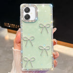 Custodia per telefono antiurto a quattro angoli con fiocco glitterato a forma di diamante, For Samsung Galaxy S26+ 5G, For Samsung Galaxy S26 Ultra 5G, For Samsung Galaxy S26 5G, For Samsung Galaxy A07 5G