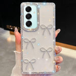 Custodia per telefono antiurto a quattro angoli con fiocco glitterato a forma di diamante, For Samsung Galaxy A17 5G, For Samsung Galaxy A56 5G, For Samsung Galaxy A26 5G, For Samsung Galaxy A36 5G