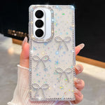 Custodia per telefono antiurto a quattro angoli con fiocco glitterato a forma di diamante, For Samsung Galaxy S26+ 5G, For Samsung Galaxy S26 Ultra 5G, For Samsung Galaxy S26 5G, For Samsung Galaxy A07 5G