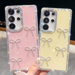 Custodia per telefono antiurto a quattro angoli con fiocco glitterato a forma di diamante, For Samsung Galaxy S25 5G, For Samsung Galaxy S25+ 5G, For Samsung Galaxy S25 Ultra 5G, For Samsung Galaxy A16 5G