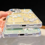 Custodia per telefono antiurto con farfalle, perle e glitter di diamanti, a quattro angoli., For Samsung Galaxy S26+ 5G, For Samsung Galaxy S26 Ultra 5G, For Samsung Galaxy S26 5G, For Samsung Galaxy A07 5G