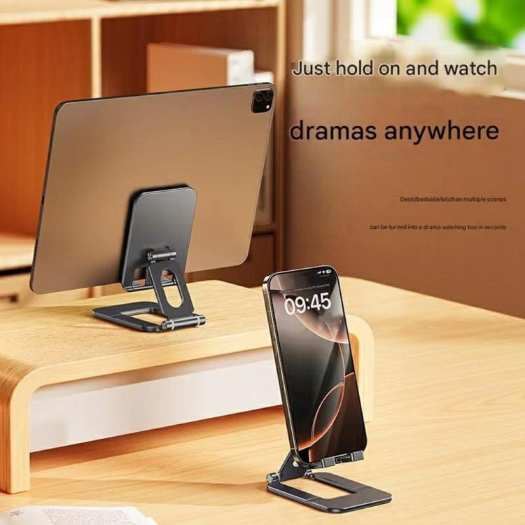 Supporto da scrivania pieghevole e regolabile in altezza T2 in lega di alluminio per telefono e tablet., T2