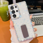 Custodia per telefono anti-caduta a 4 angoli in TPU con strass glitterati e supporto, For Samsung Galaxy S25 5G, For Samsung Galaxy S25+ 5G, For Samsung Galaxy S25 Ultra 5G, For Samsung Galaxy A16 5G