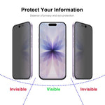 Pellicola protettiva in vetro temperato con stampa effetto seta, copertura completa, per la privacy, JUNSUNMAY, 25 pezzi., For iPhone 17 Pro Max, For iPhone 17 Pro, For iPhone 17, For iPhone Air, For iPhone 16 Pro Max, For iPhone 16 Pro                ...