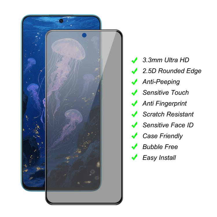 Pellicola protettiva in vetro temperato con stampa effetto seta, copertura completa, per la privacy, JUNSUNMAY, 25 pezzi., For Samsung Galaxy A37 / A57 5G, For Samsung Galaxy A27 5G, For Samsung Galaxy A25e, For Samsung Galaxy S25 FE 5G                ...