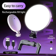 Luce LED rotonda portatile per smartphone con supporto