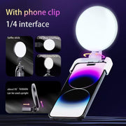 Luce LED rotonda portatile per smartphone con supporto