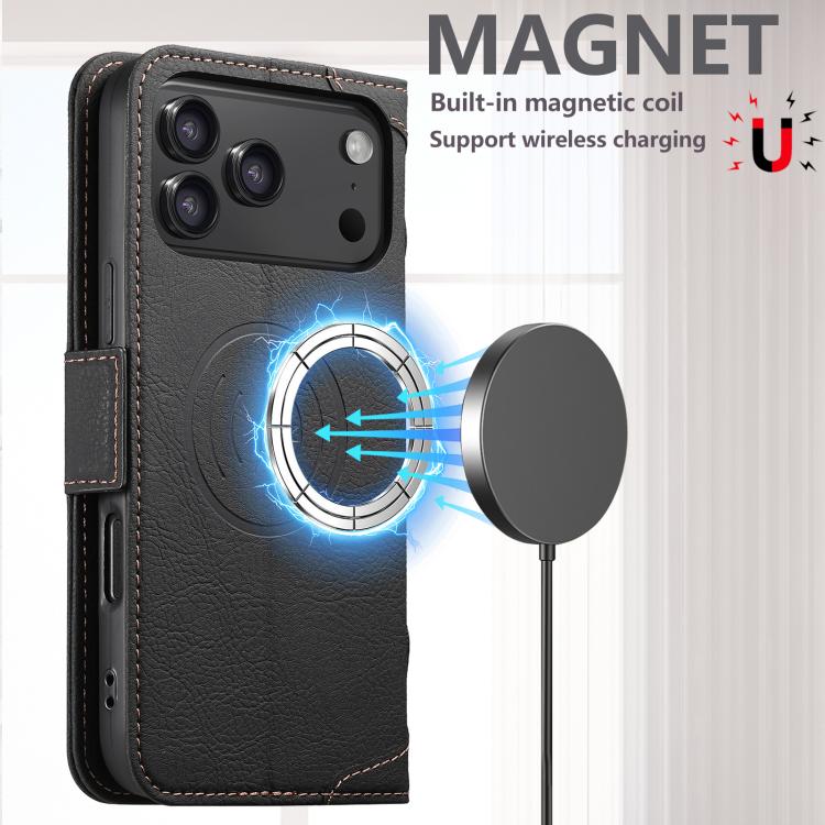 Custodia per telefono SUTENI J07 multifunzionale con apertura orizzontale e MagSafe in pelle., For iPhone 18, For iPhone 18 Pro, For iPhone 18 Pro Max, For iPhone 17 Pro Max, For iPhone 17 Pro, For iPhone 17, For iPhone Air