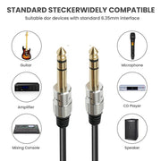 JUNSUNMAY 6.35mm 1/4 inch Male to Male Stereo Headphone Guitar Extension Cable Cord, 0.3m, 1.8m, 3m, 5m, 10m