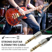 JUNSUNMAY 6.35mm 1/4 inch Male to Male Stereo Headphone Guitar Extension Cable Cord, 0.3m, 1.8m, 3m, 5m, 10m