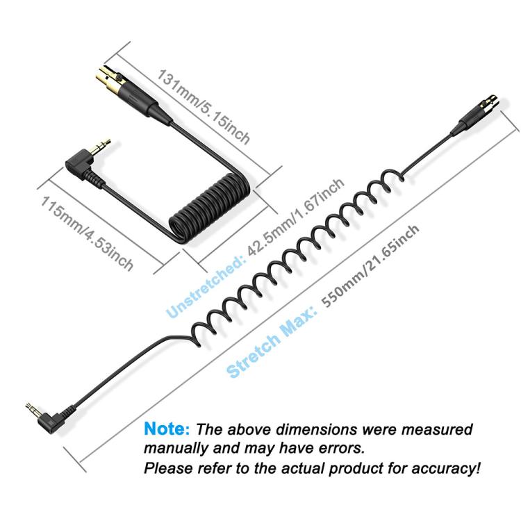 Cavo adattatore di prolunga a molla per mixer JUNSUNMAY da 3,5 mm stereo maschio a XLR femmina a 3 pin, lunghezza: 0,5 m, 3.5mm Stereo Male to 3 Pin XLR Female