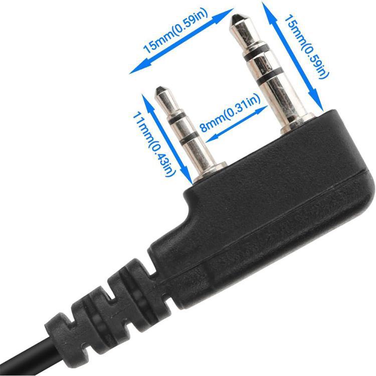 Cavo adattatore per auricolare radio per walkie talkie JUNSUNMAY, lunghezza: 25 cm, 2 Pin to Male 3.5mm, 2 Pin to Female 3.5mm