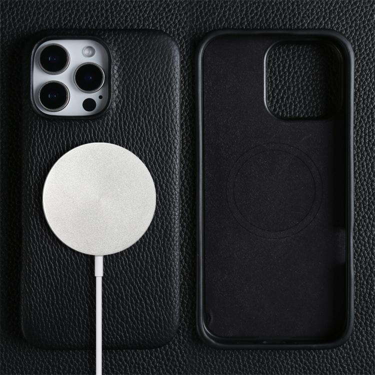 Custodia per telefono in vera pelle con texture litchi e retro MagSafe., For iPhone 12 Pro Max, For iPhone 12 Pro