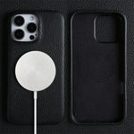 Custodia per telefono in vera pelle con texture litchi e retro MagSafe., For iPhone 14 Pro, For iPhone 14 Pro Max