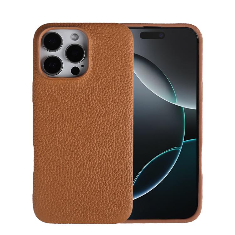 Custodia per telefono in vera pelle con texture litchi e retro MagSafe., For iPhone 14 Pro, For iPhone 14 Pro Max