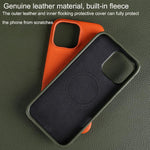 Custodia per telefono in vera pelle con texture litchi e retro MagSafe., For iPhone 16 Pro Max, For iPhone 16 Pro