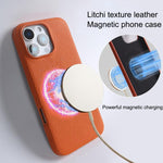 Custodia per telefono in vera pelle con texture litchi e retro MagSafe., For iPhone 12 Pro Max, For iPhone 12 Pro