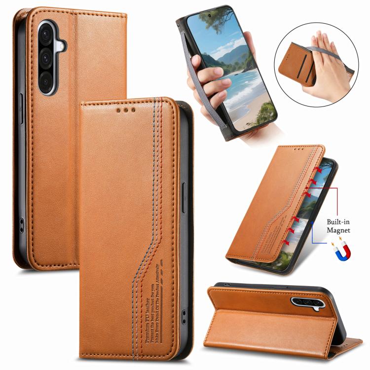 Cinturino elastico da polso, chiusura magnetica e custodia per telefono in pelle, For Samsung Galaxy A57 5G, For Samsung Galaxy A37 5G, For Samsung Galaxy M36 5G, For Samsung Galaxy A56 5G, For Samsung Galaxy A26 5G, For Samsung Galaxy A36 5G