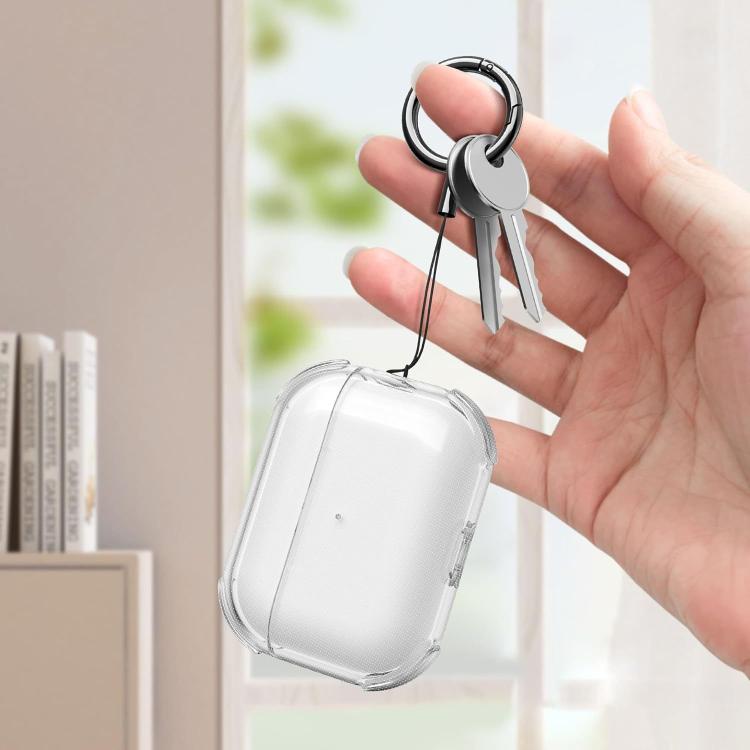 Semplice custodia protettiva trasparente in TPU morbido per auricolari con anello di fissaggio., For AirPods Pro 3, For AirPods 4, For AirPods Pro 2, For AirPods 3