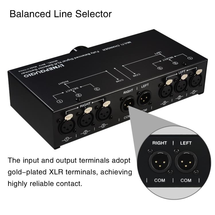 Selettore segnale bilanciato 3 ingressi 1 uscita audio
