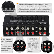 B080 Selettore di segnale audio a 6 ingressi e 2 uscite, commutatore audio, uscita sincrona a 2 canali, interfaccia RCA, B080