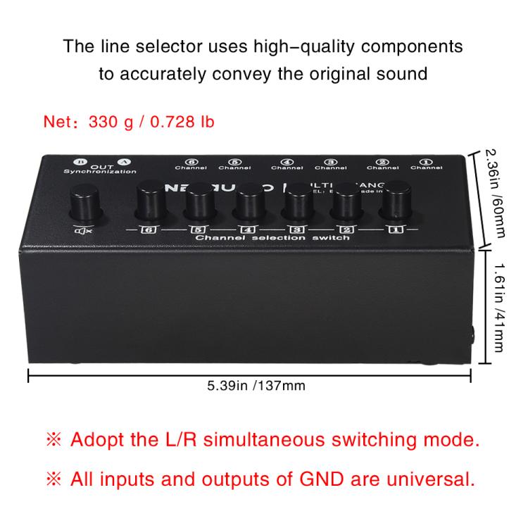 Selettore audio 6 ingressi 2 uscite RCA