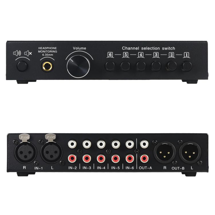 Selettore segnale audio 6 ingressi 3 uscite RCA XLR