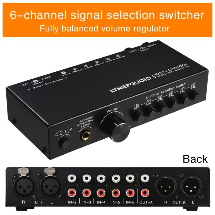 Selettore segnale audio 6 ingressi 3 uscite RCA XLR