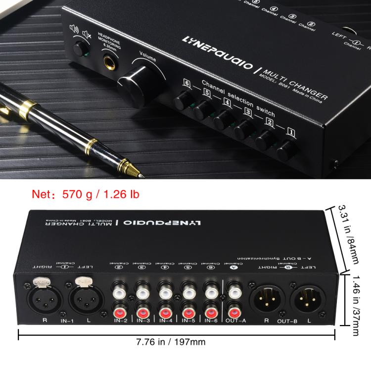 Selettore segnale audio 6 ingressi 3 uscite RCA XLR